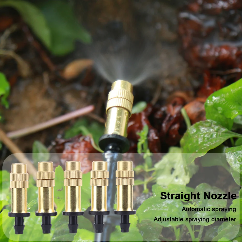 

5pcs Fogging Cooling Nozzles Copper Misting Nozzle Automatic Spraying Atomizing Sprayer Connecting 4/7 Hairpipe Irrigation Tools