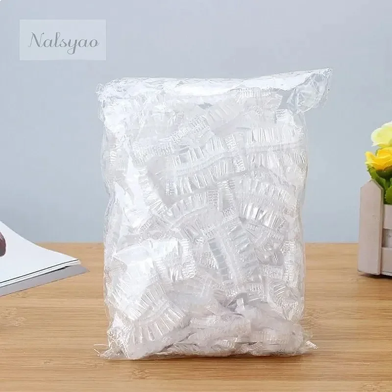 Transparent Elastic Shower Hair Color Protection Shield Waterproof Earpack Plastic Wrap 100PCS Disposable Hair Earmuff