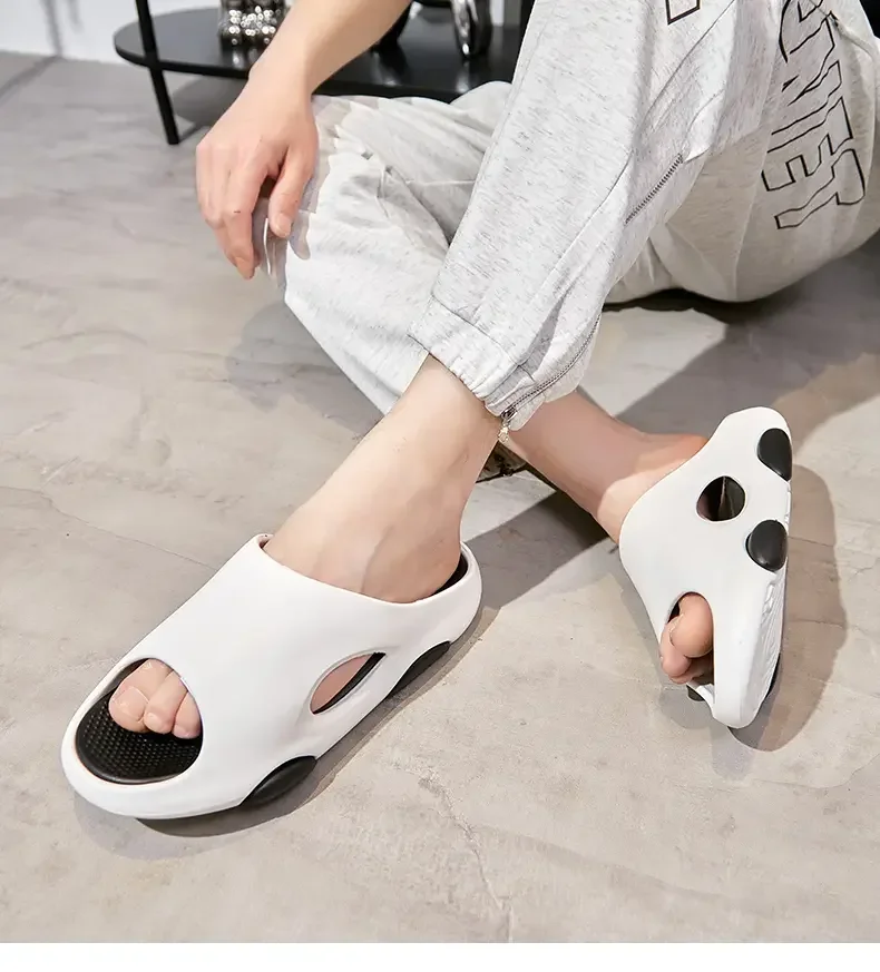 2024 Summer Slippers Men Soft Bottom Indoor Home Platform Sandals Fashion Beach Shoes Couple Non-Slip Bathroom Slides