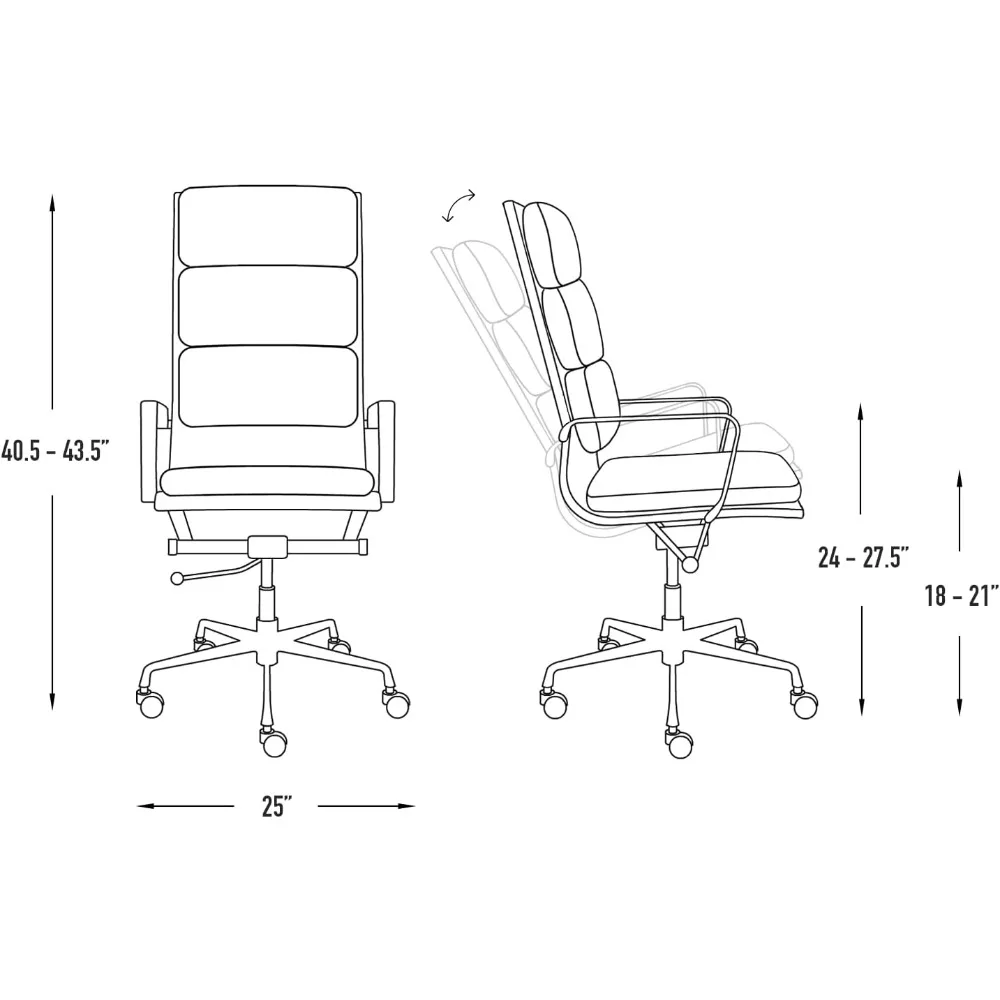 كرسي إدارة مبطن بظهر طويل (رمادي)