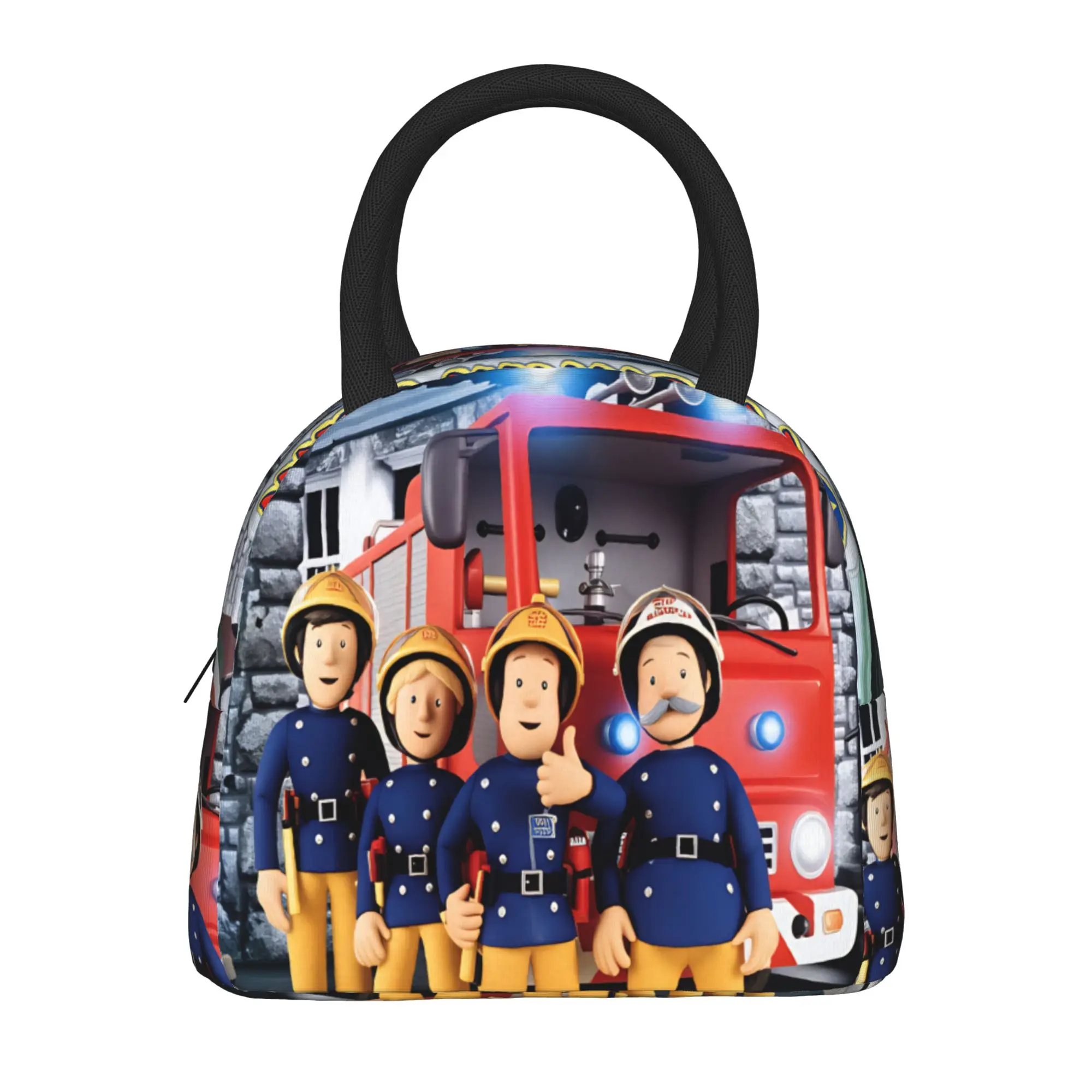 

Сумка для обеда Fireman Sam для детей, индивидуальная коробка для еды, сумка-холодильник Kawaii для пикника, портативная сумка-тоут на молнии из оксфордской ткани, сумки для еды