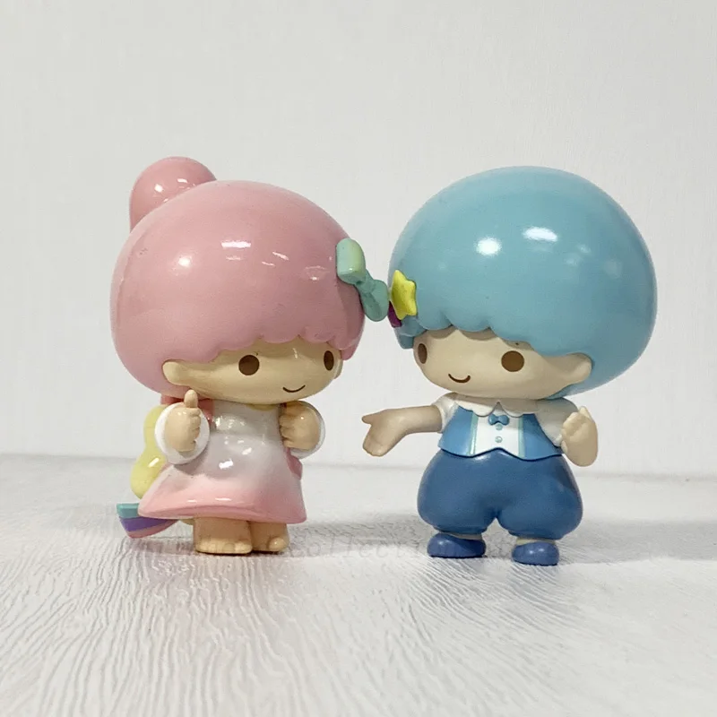 Kawaii Little Twin Star Action Figures Toys Anime Cute Desktop Ornaments Anime Twin Star Dolls Collection Model Boys Girls Gifts