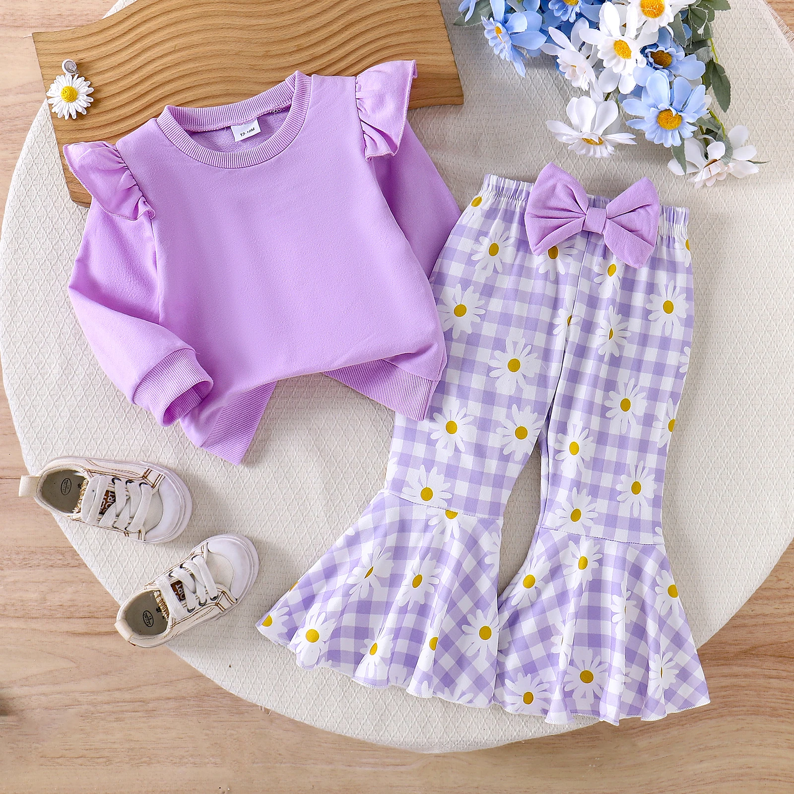 Cross-border Autumn and Winter New Girl Sweet and Cute 1-5 Years Old Long-Sleeved Hoodie + Trumpet Trousers