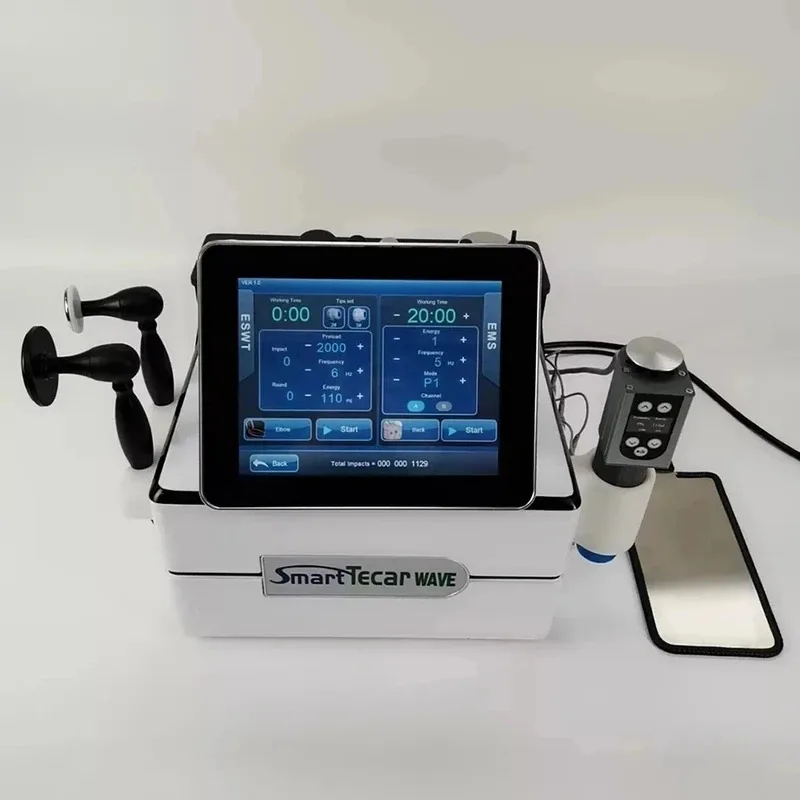Electroshock wave physiotherapy machine for muscle stimulation, RET/CET electrotherapy, capacitive and resistive energy transfer