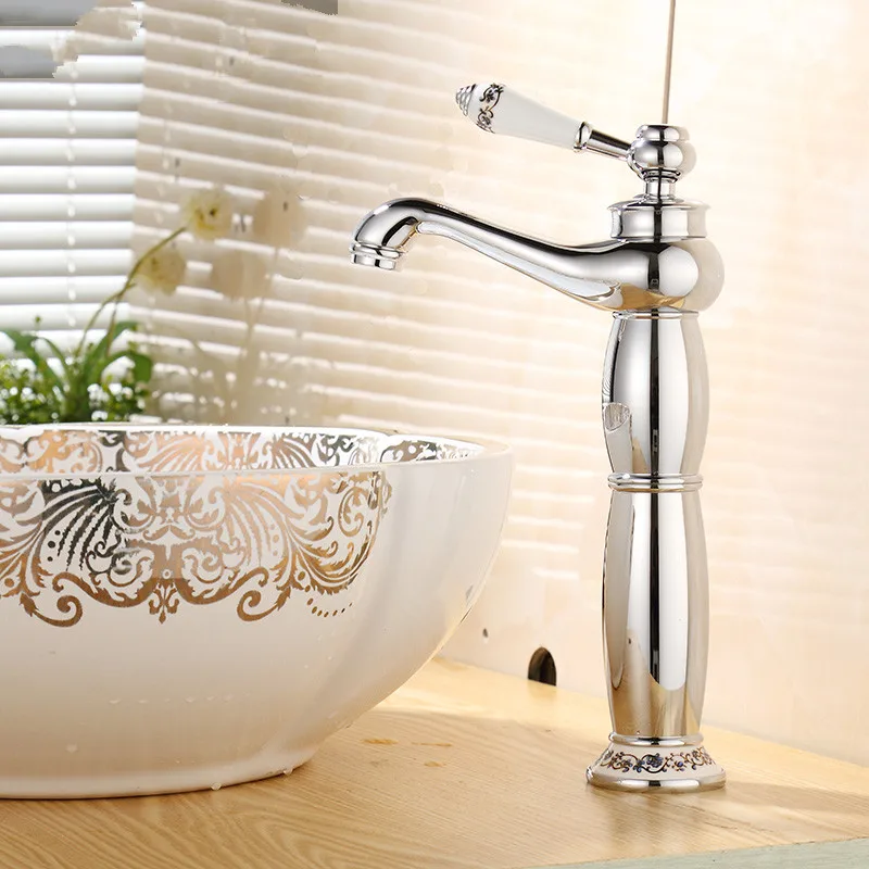 

Silver Free shipping Bathroom brass basin faucet bathroom With porcelain