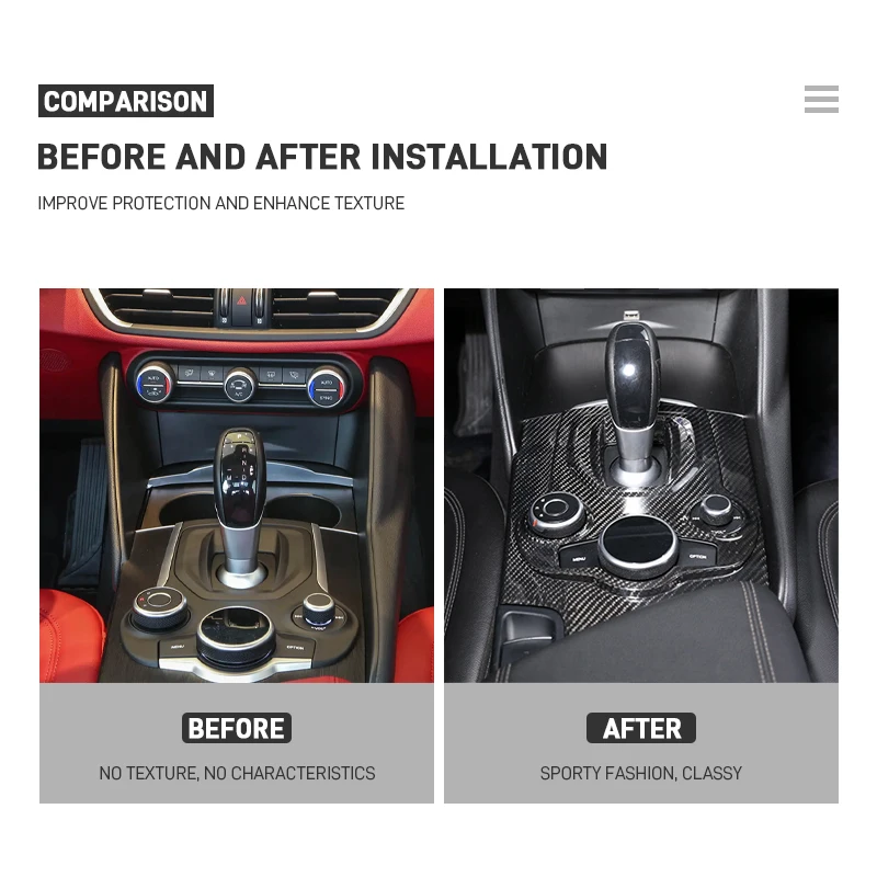 For Alfa Romeo Giulia 2017-2019 Real Carbon Fiber Car Center Console Gear Shift Panel Frame Cover Trim Car Interior Accessories