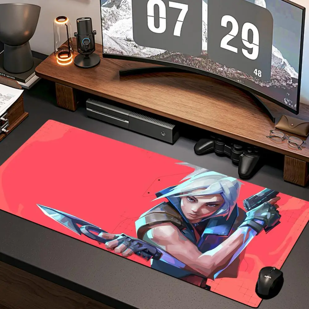 Valorant Jett Mauspad, neues Computer-Mauspad für Zuhause, XXL-Schreibtischunterlage, Naturkautschuk, rutschfest, Gaming-Zubehör