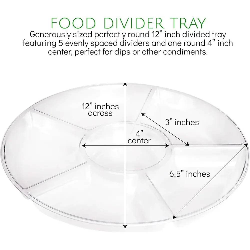 2-Pack Clear Plastic Sectional Serving Trays