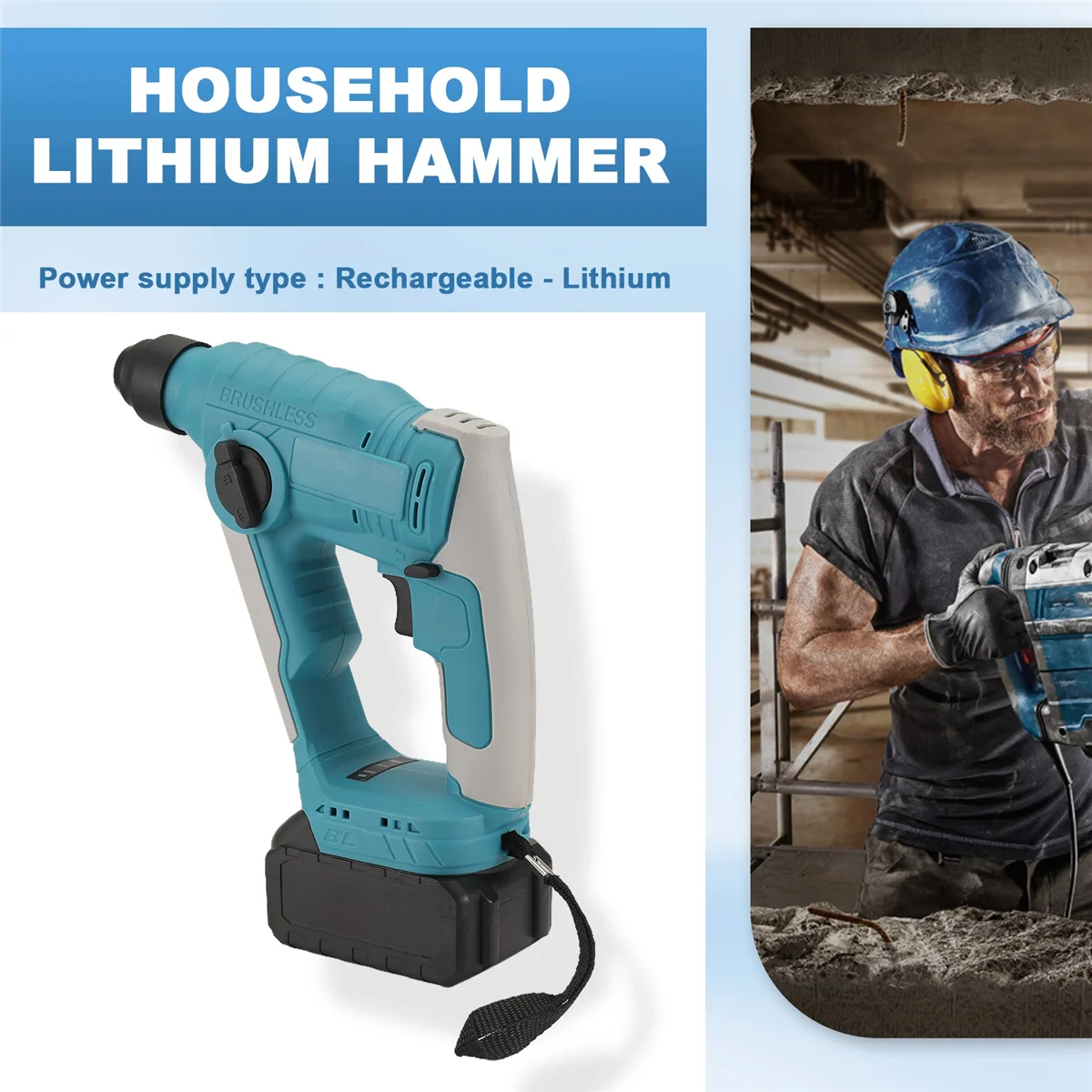 N18R ブラシレスハンマードリル、SDS-Plus コードレスハンマードリル、コンクリート石積み、石、家庭用リチウムハンマー米国プラグ用