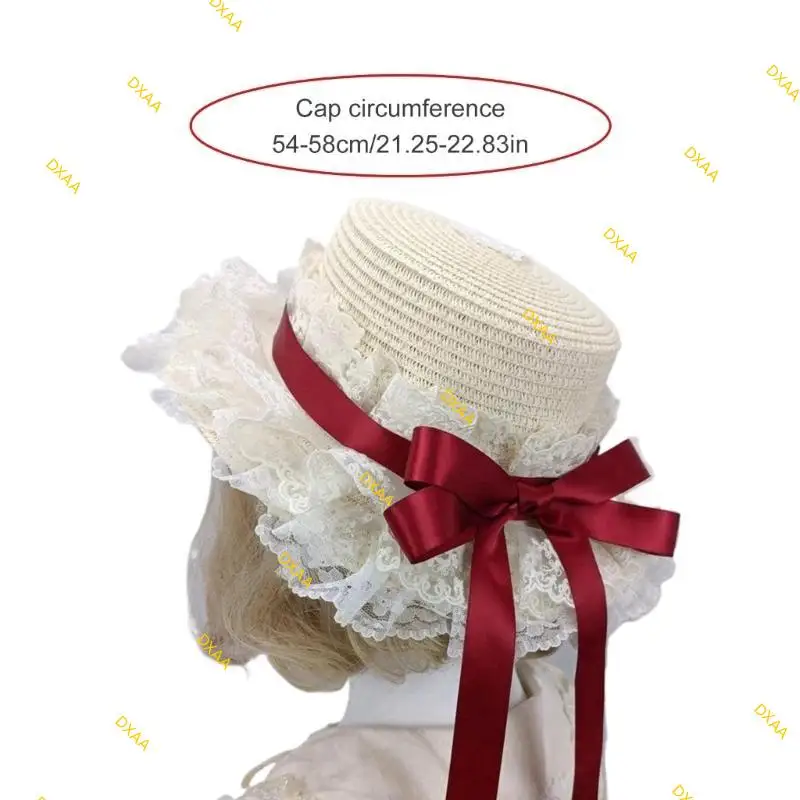 

DXAA Victorian Bonnet Hat Women and Girl Cocktail Party Dressingup Lace Hat Headpiece