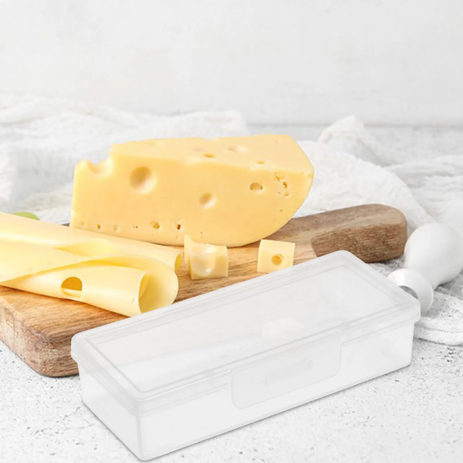 

Cheese Storage Box Flip Lid Container For Fridge Reusable Plastic Food Box Stackable Cheese Slices Holder Butter Cases Kitchen