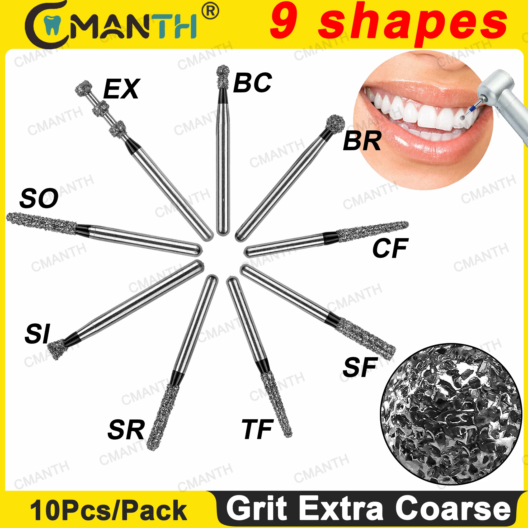 

Dental Diamond Bur FG Drills for High Speed Handpiece Grit Extra Coarse Black Cavity Crown Preparation Polishing Whitening Tools