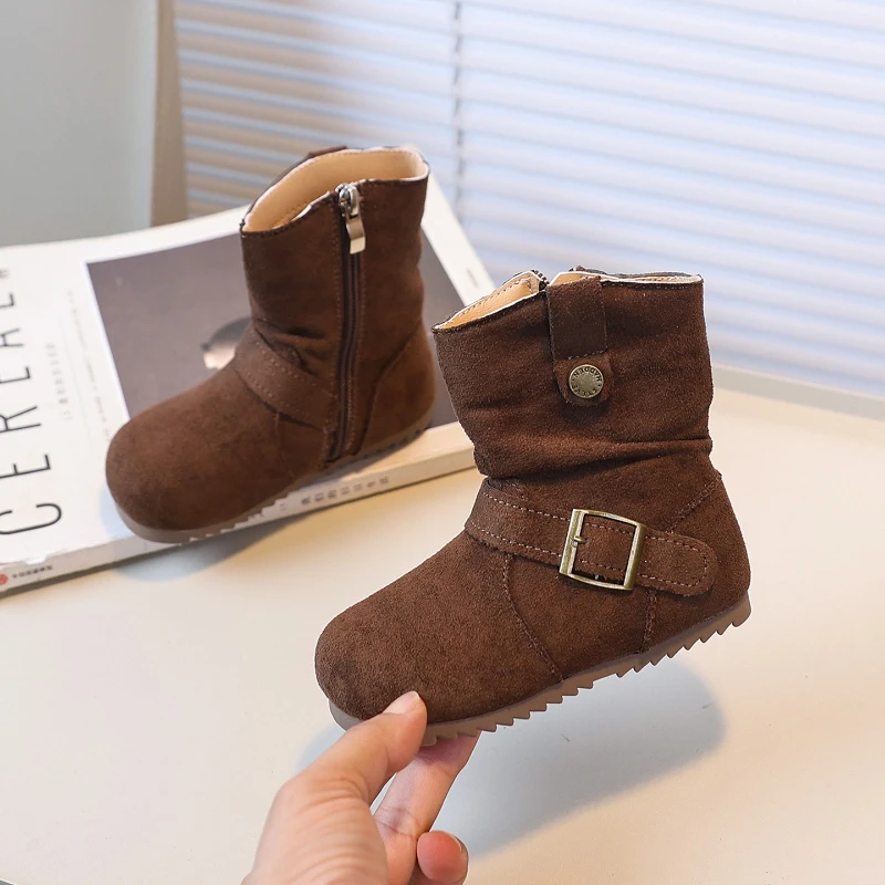 الأطفال الصغار موضة حذاء من الجلد الخريف الشتاء الكورية نمط الفتيات الأحذية الجلدية تنفس الاطفال بلون الأطفال أحذية بوت قصيرة