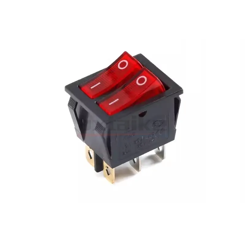 5PCS 31*25MM 6Pin KCD4 Rocker Switch Boat Power Button With Lamp Red Green Black ON-OFF ON-OFF-ON KCD8 16A 250V 20A 125V AC KCD4
