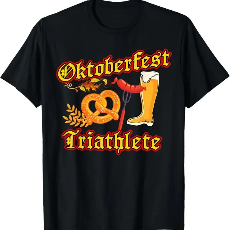 Funny Oktoberfest Triathlete T Shirt Pretzel Bratwurst Beer