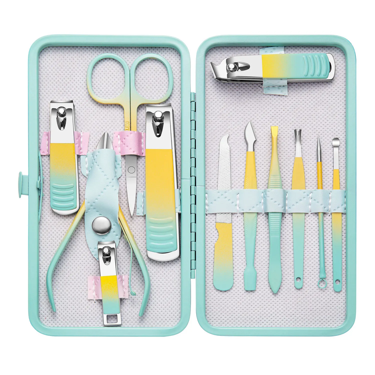 Kit professionnel de manucure et pédicure en acier inoxydable, 7/10/12/18 pièces, soins des ongles de précision avec étui de voyage avec coupe-ongles