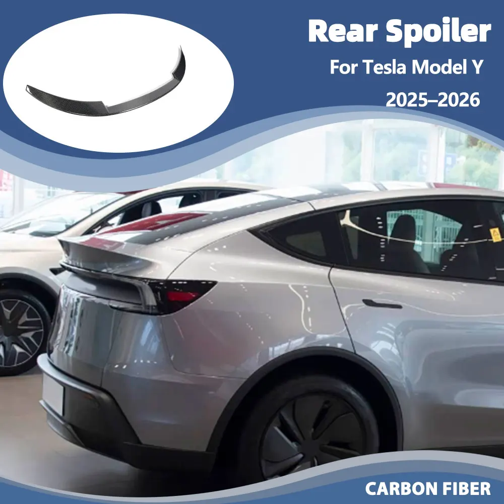 

Car Rear Trunk Spoiler Wings For Tesla Model Y 2025-2026 Carbon Fiber Rear Boot Lid Wing Lip Spoiler
