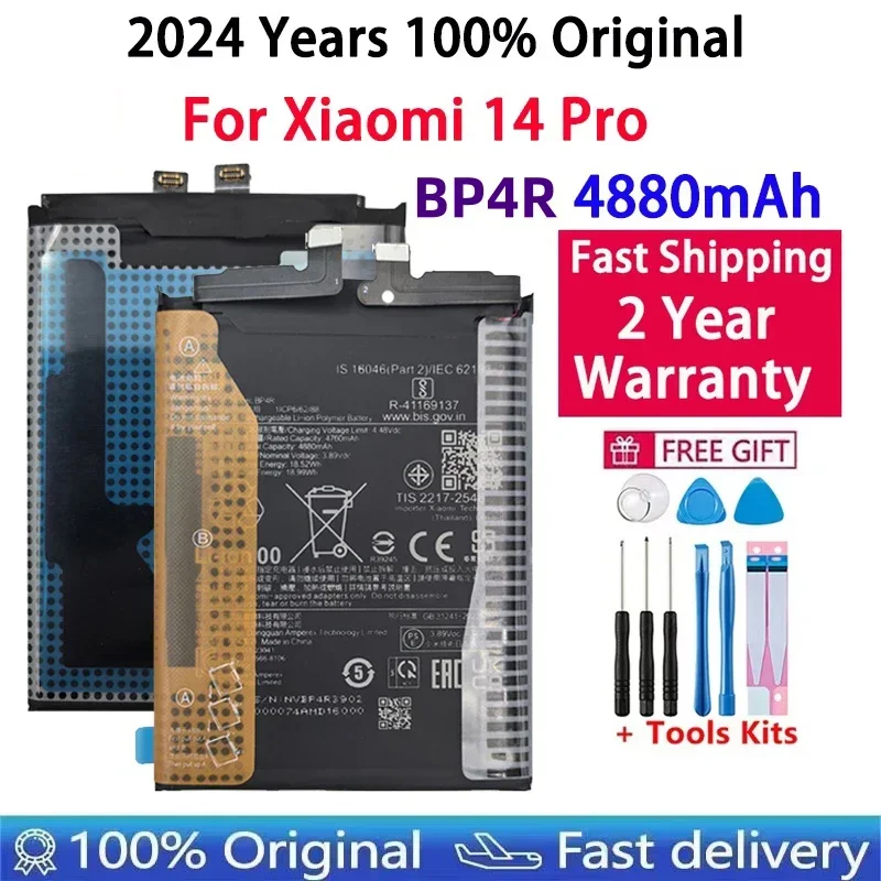 

2024 Years 100% Original High Quality BP4R 4880mAh Battery For Xiaomi 14 Pro 14Pro Phone Replacement Batteries Fast Shipping