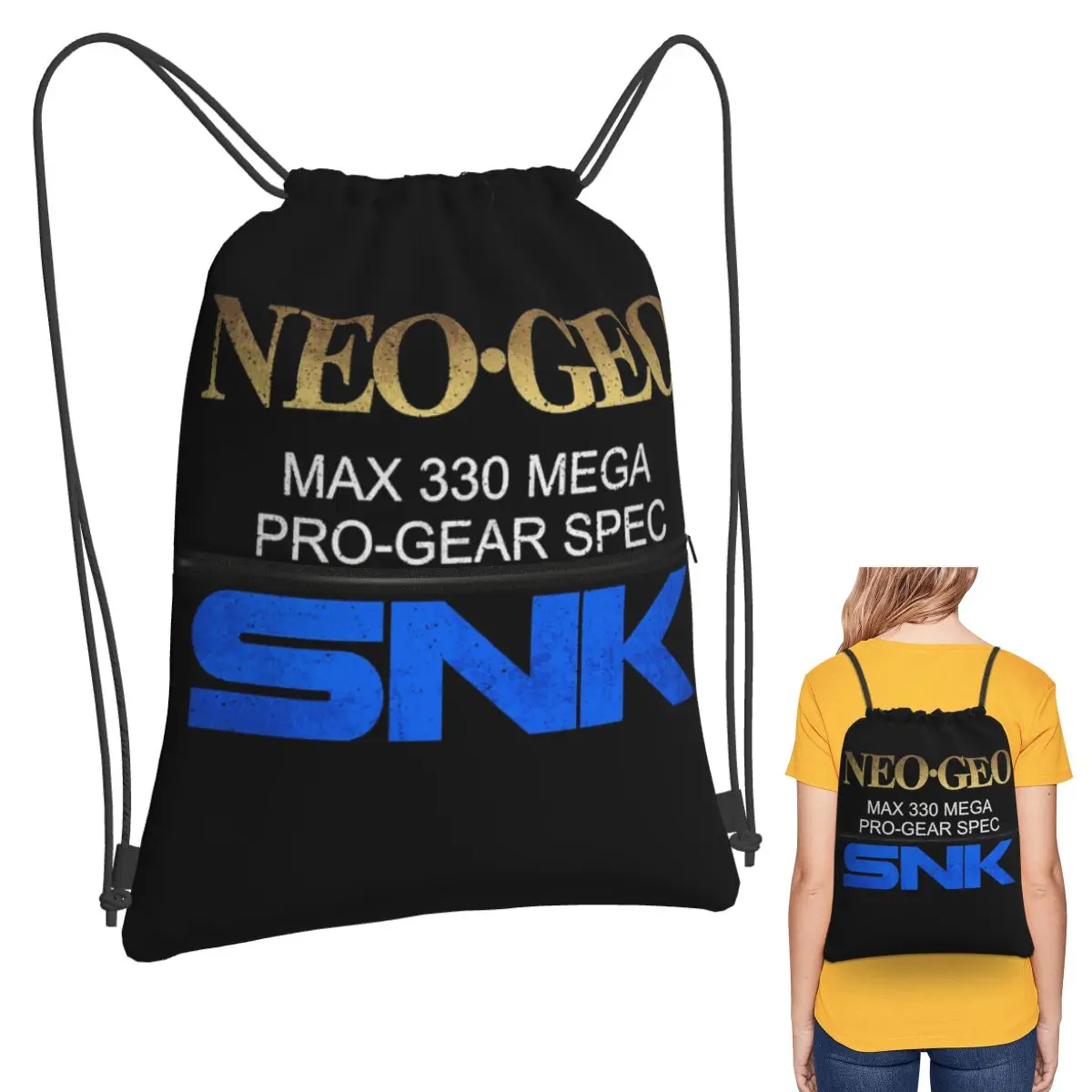 

Neo Geo Pro Gear Spec Gold Retro Design Backpacks Casual Drawstring Bags Sports Bag Book Bags for Travel Students