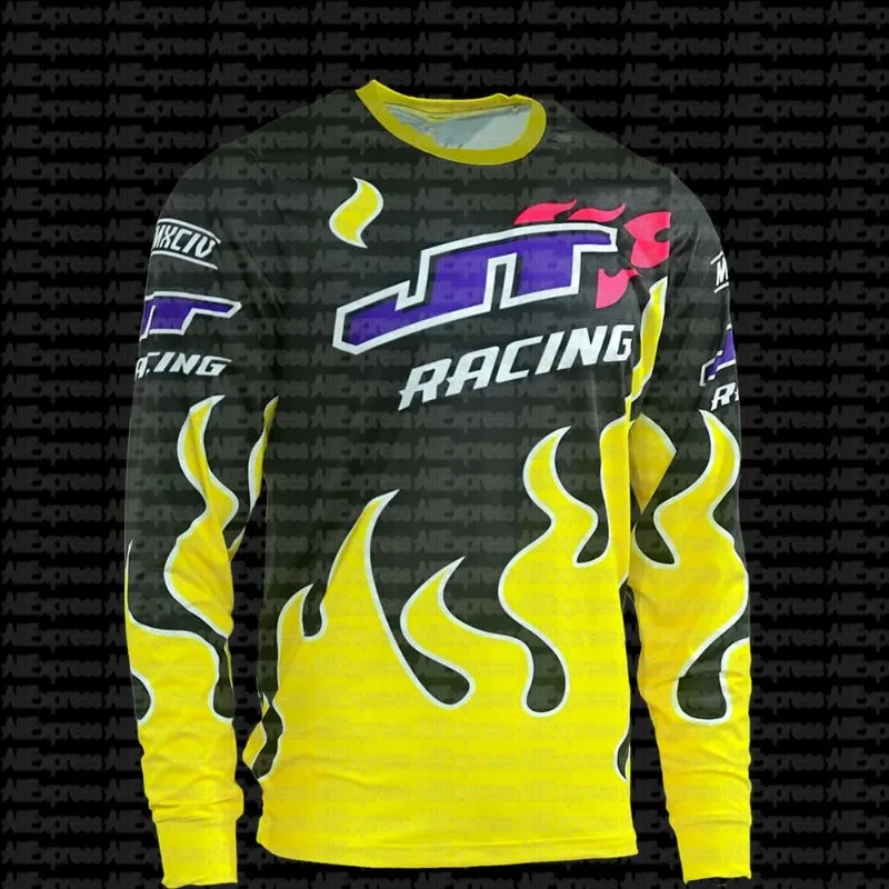 

Swash 90s Men's and Women's Summer Motorcycle Painted Sweatshirt, Yellow, JT Racing USA, Loose, Breathable, Quick Dry