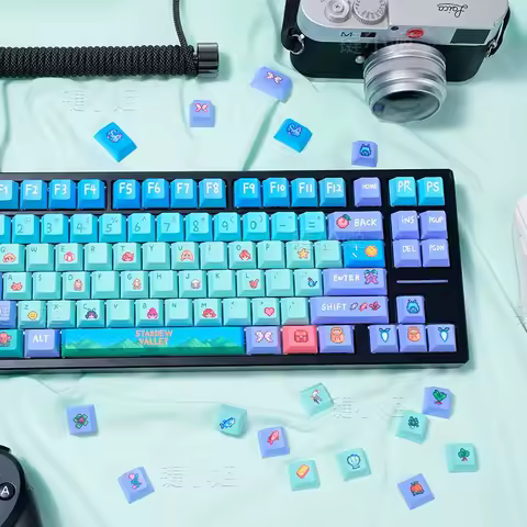 138 Keys Stardew Valley Theme Keycaps Game Anime Key Cap PBT Cherry Profile Custom Cute Game Keycap for Mechanical Keyboard