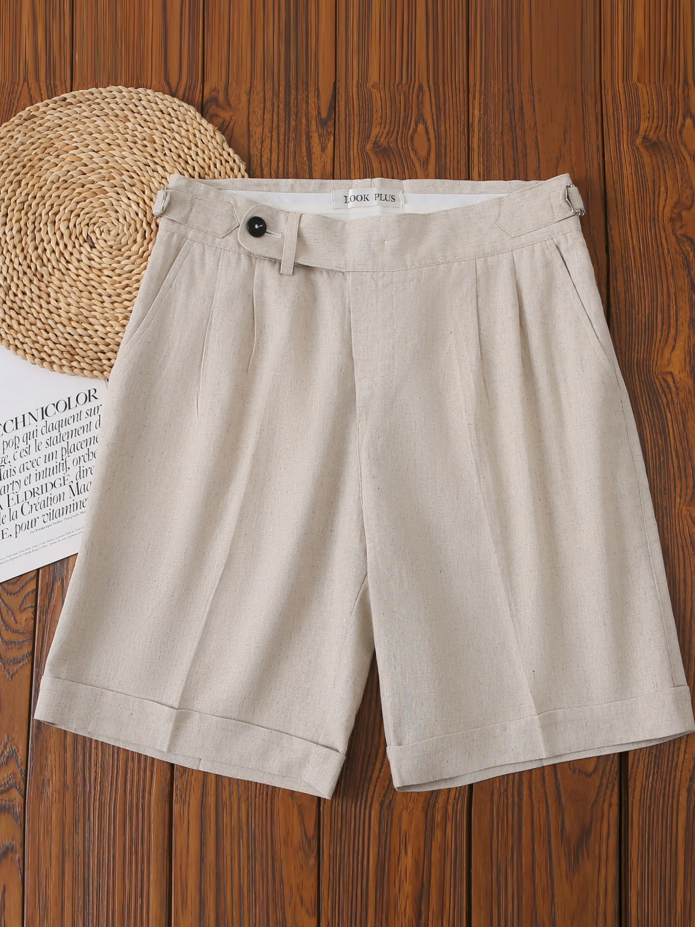 high-waist-loose-fit-linen-shorts-men's-summer-thin-material-five-quarter-casual-pants-comfortable-breathable-lightweight