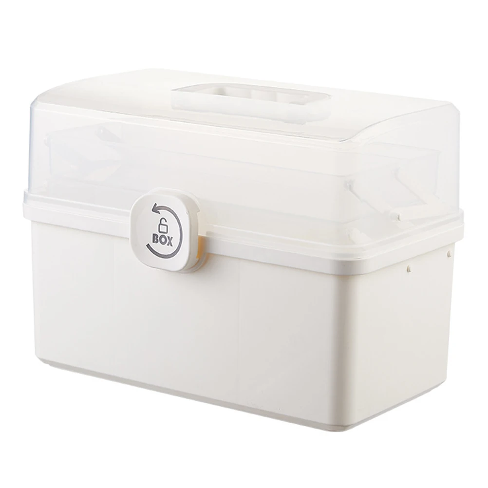 

Large First Kit Portable Medical Box White Family Storage Box Travel Medicine Case Storage Organizer Health Care Household