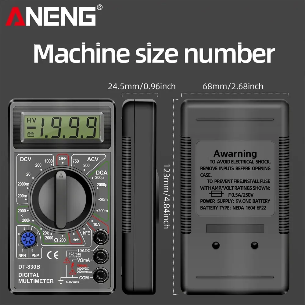 ANENG DT830B جهاز اختبار متعدد يده متعدد رقمي متعدد المهنية متعدد متر متعدد المترو أوم أدوات المعدل