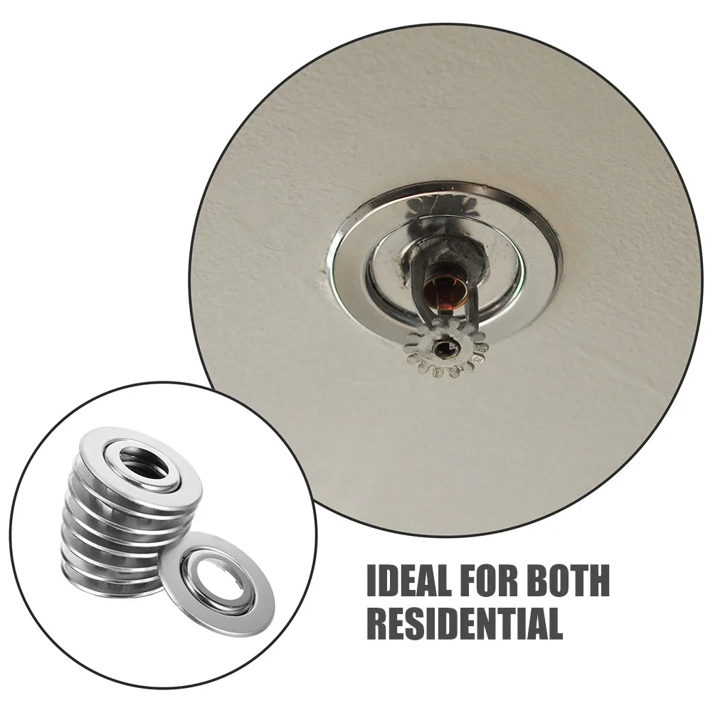 10Pcs Stainless Steel Decorative Sprinkler Head Adjustable Ceiling Escutcheon Plate Fire Sprinkler Guard Protective