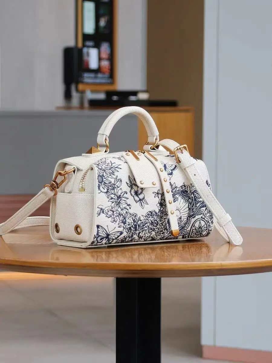 High Quality Textured Embroidery Floral Pillow Bag Fashion Women's Handbag Lady Purse Female Shoulder Messenger Bag
