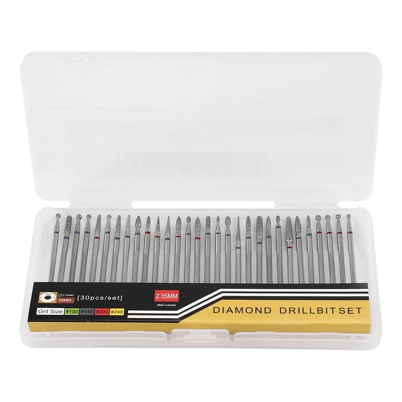 

Hot 30Pc Diamond Nail Drill Bit Set Milling Cutter Rotary Burr Cutter Clean Files For Electric Manicure Machine Accessory Sectio