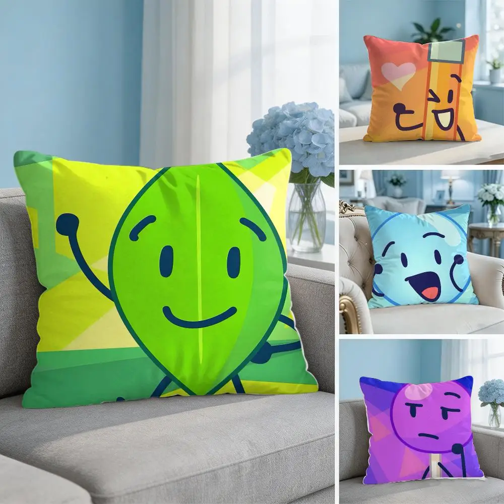 BFDI Battle For D-Dream Island Cushion Cover Soft Short Plush Throw Pillow Cover Hidden Zipper Cutecore Sofa Bedroom Home Decor