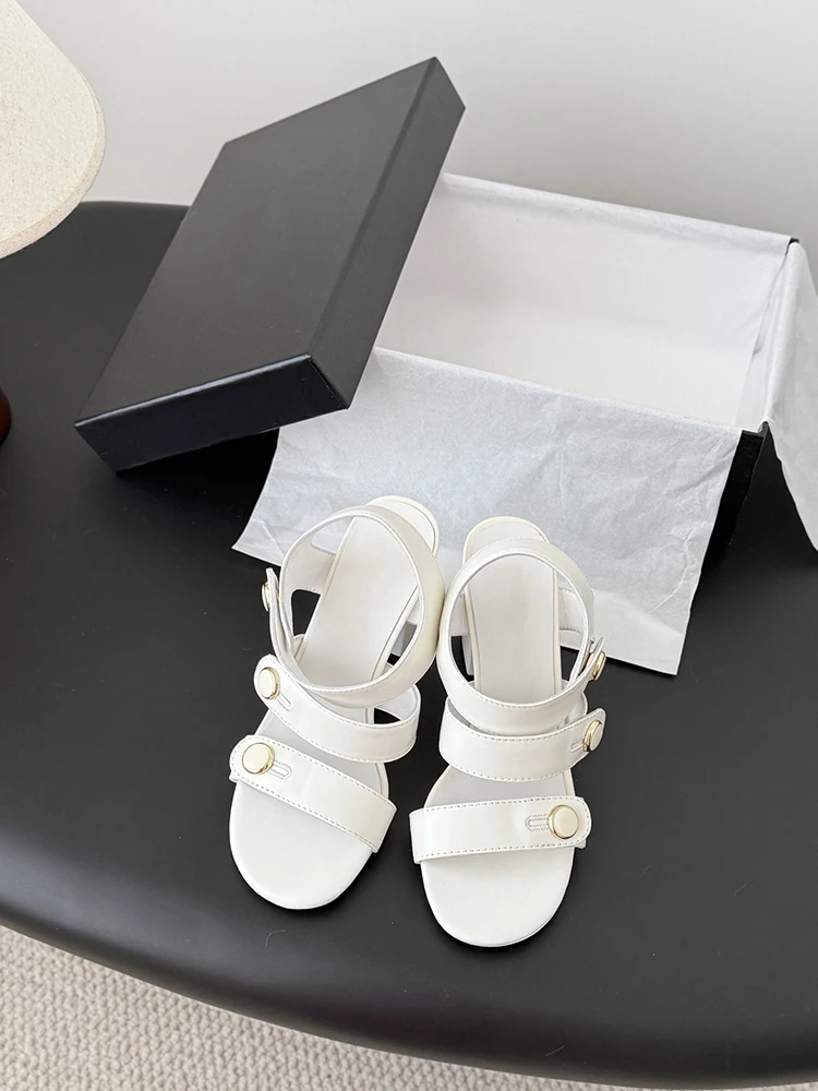 

Spenneooy AutumnWinter New style Sandals Series High heels Square buckle Design Woman white Fashion Comfort Sandals