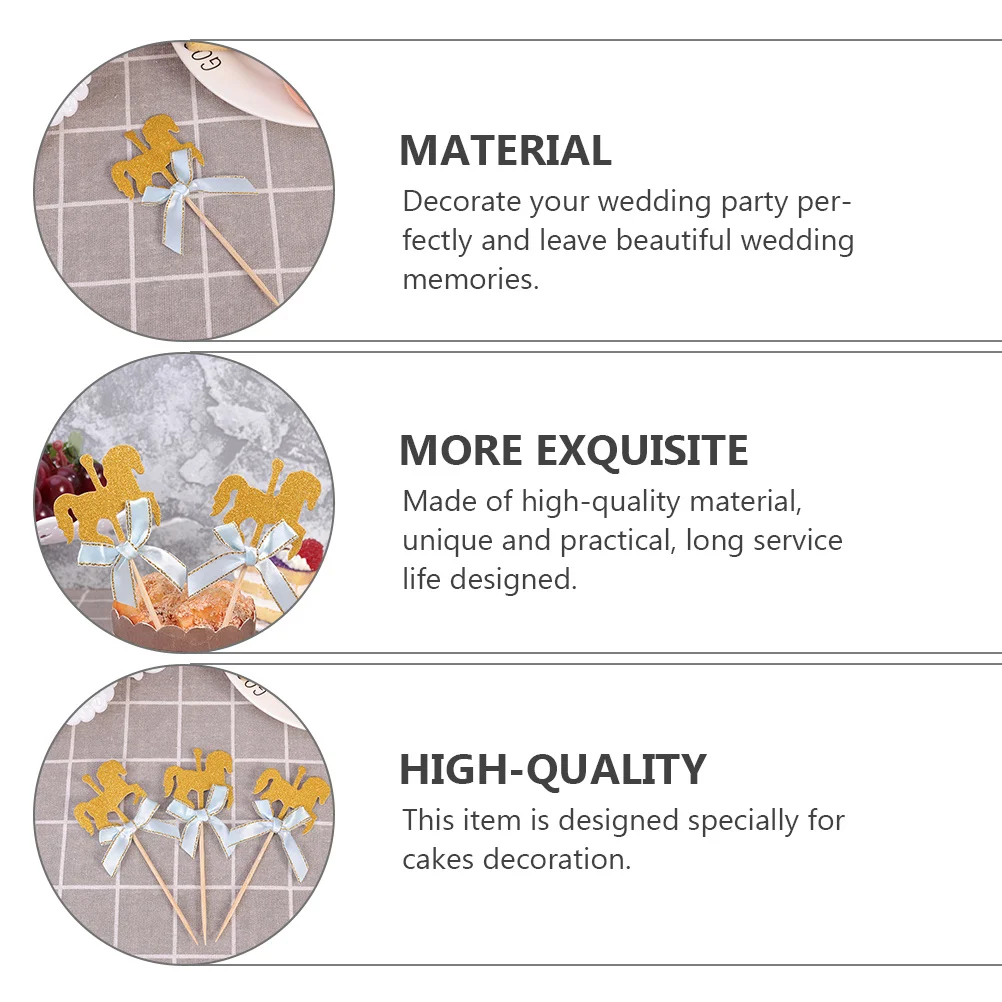 

40Pcs Carousel Horse Cake Topper Wedding Shower Party Cake Ornament Creative Dessert Decor Baking Topper Dessert Decor