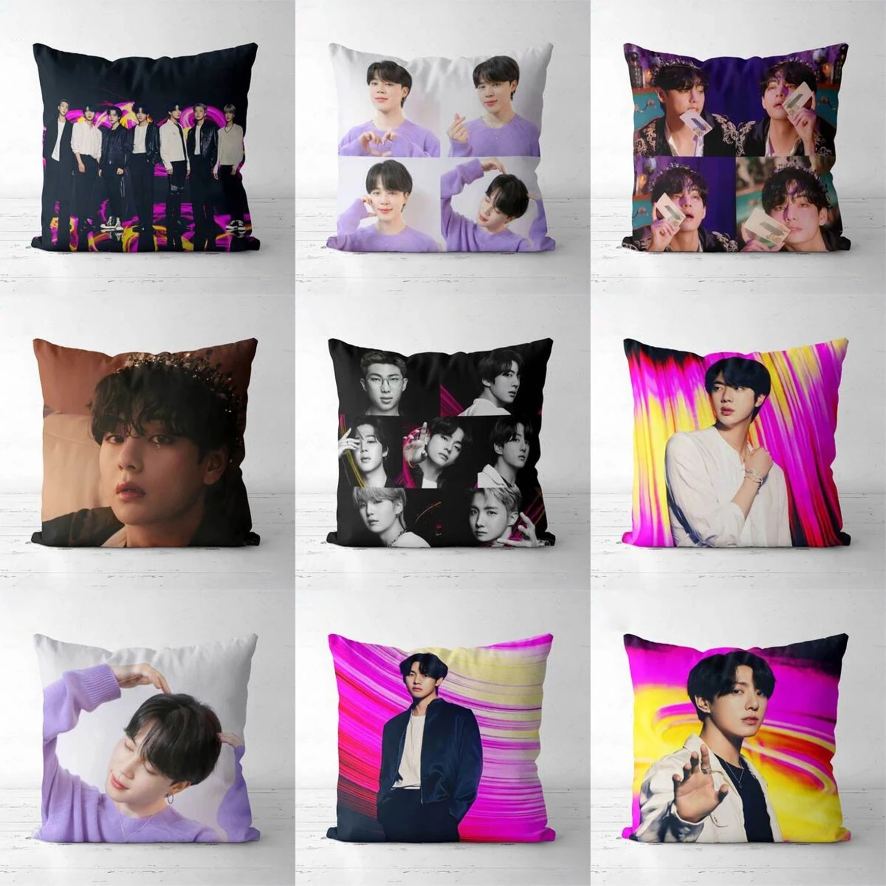 RULDGEE Kpop Custom Throw Flax Cushion Pillow Cover Printed Linen Square Home  Decorative Pillowcase for Art Bedroom Living Room
