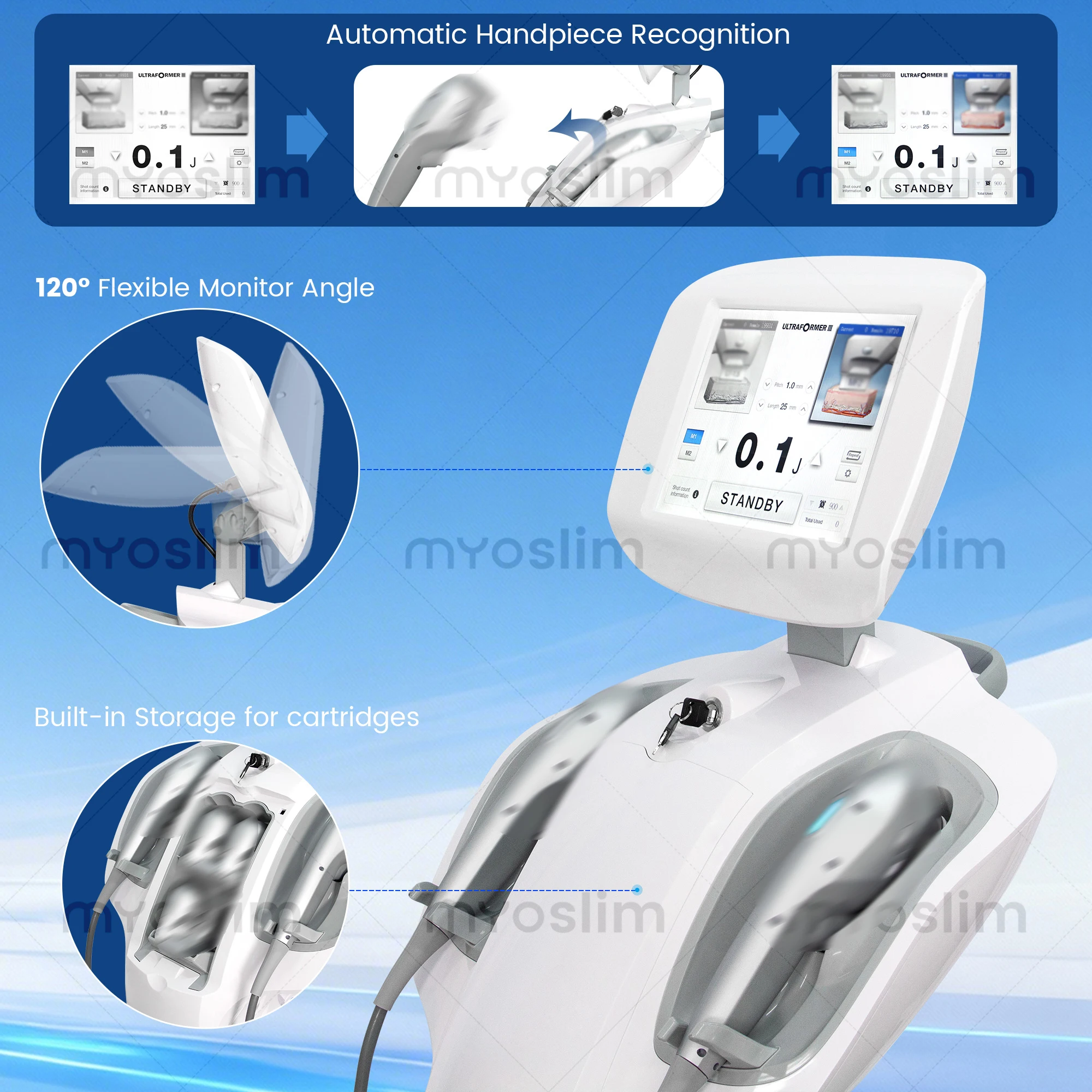 Vertical 7D Ultrasound Lifting Device Eye Anti Aging Chin Tightening Fat Reduction Non Invasive Professional Beauty Salons