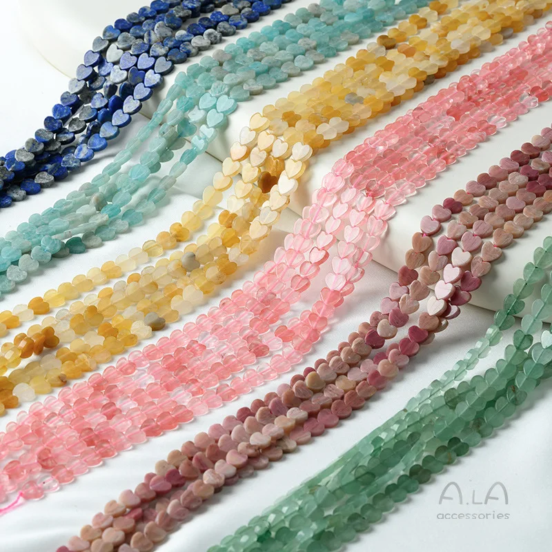 

Natural Stone Crystal Agate Flat Love Straight Hole Small Peach Heart Bead Diy Handmade Beaded Jewelry Loose Bead Material