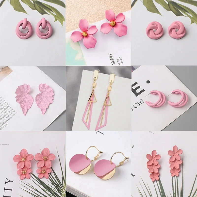 Rosa Farbe Baumeln Ohrringe für Frauen Koreanische Mode Blume Lange Hängende Ohrringe Schmetterling Herz Anhänger Twist Drop Ohrringe – Detail 3