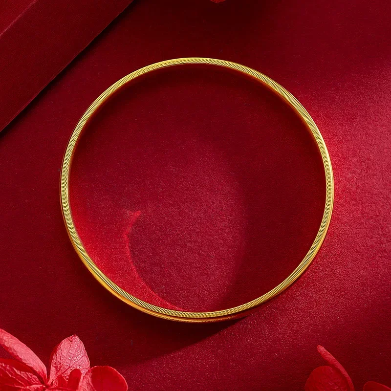 

9999 Real Gold 24K Recommend High-end Cat Eye Bracelet Fashionable Plain Ring Bracelet.