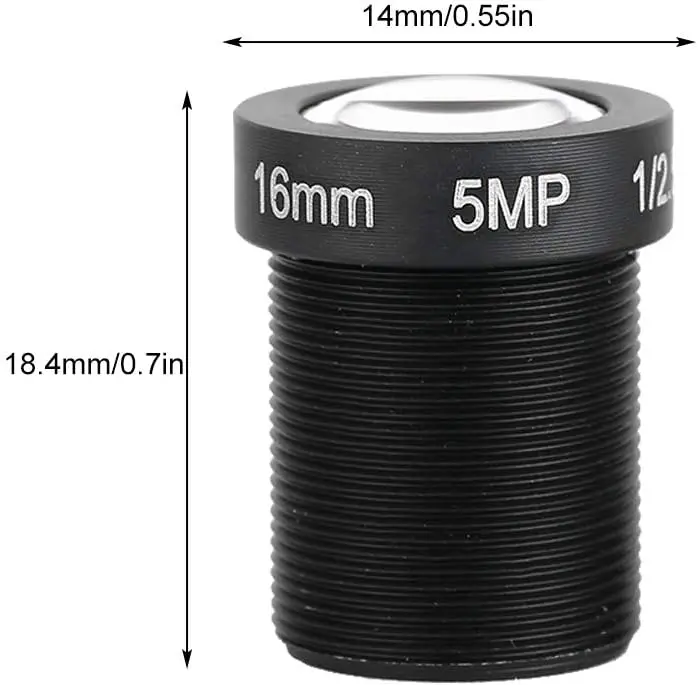 HD 5.0 Megapixel 25mm 16mm 12mm 8mm IR CCTV-Objektiv für HD IP AHD CCTV-Kamera mit M12-Anschluss, Feste Blende, Lange Sichtweite 20-60m – Detail 2