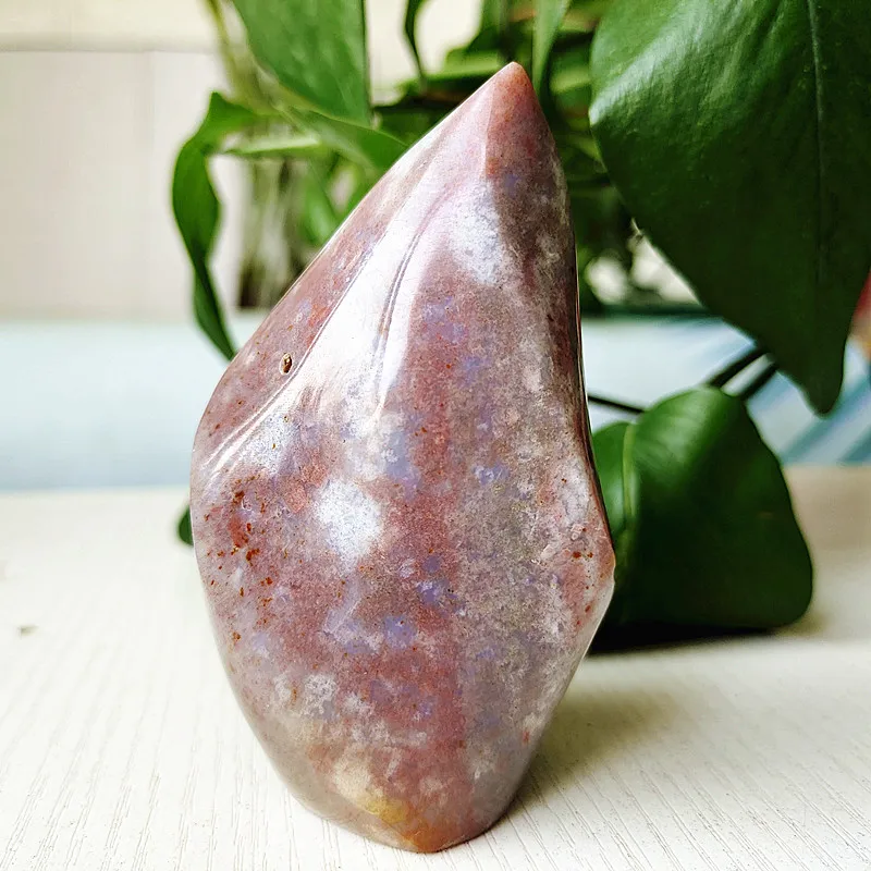 Natural Stone Ocean Jasper Crystal Point Flame Freeform Display Home Room Decor Ornaments And Spiritual Meditation Reiki Healing