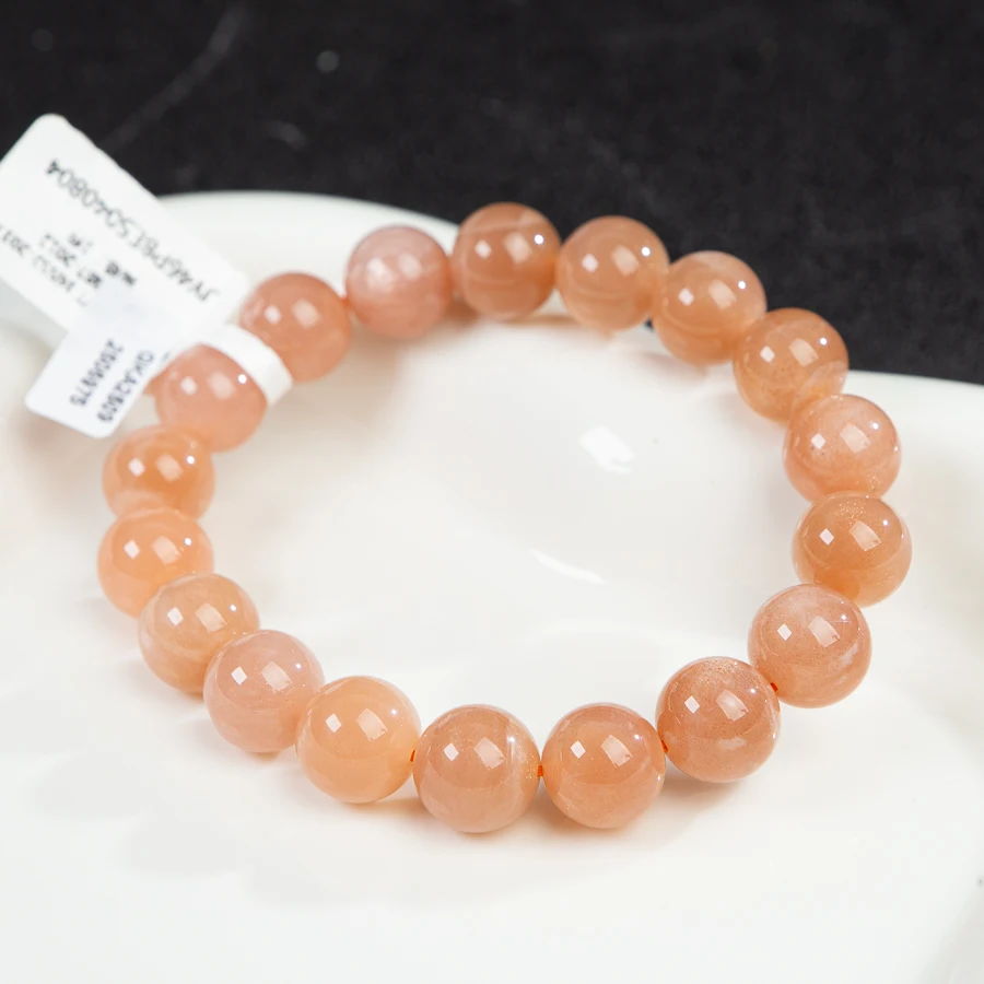 

TIMESWIND Authentic Natural 7A-type Orange Moonstone Round Beaded Women Bracelet Fashion Bracelet with Certificate