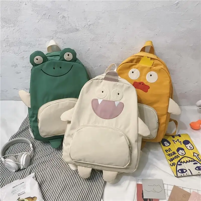 

Female Back Pack Nylon School Backpack Famale Teen Bagpack Cute Cartoon Frog Duck Backpack Women Schoolbag for Teenage Girls