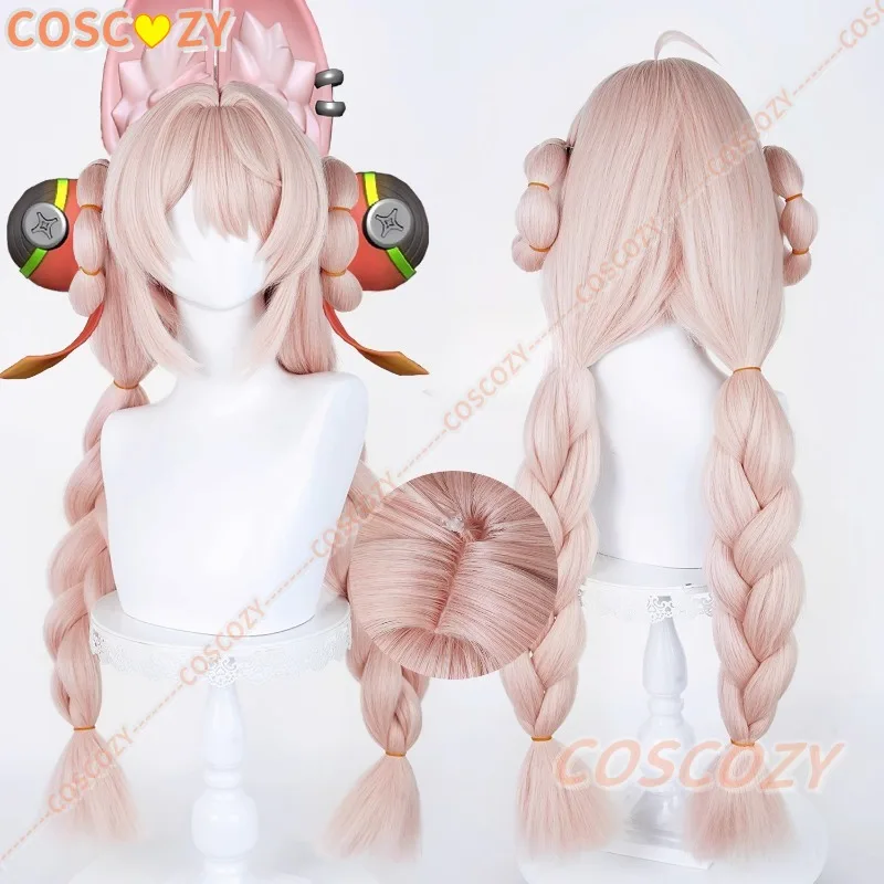ZZZ Zhao Cosplay Wig 85cm Pre Braided Pink Wig Anime Heat Resistant Synthetic Wigs for Halloween Carnival Party Costume