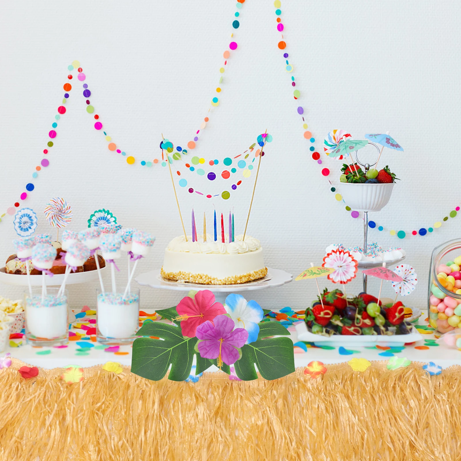 

Home Table Picnic Table Grass Skirt Fresh Creative PP Artificial Straw Grass Skirt Hawaiian Table Decorations