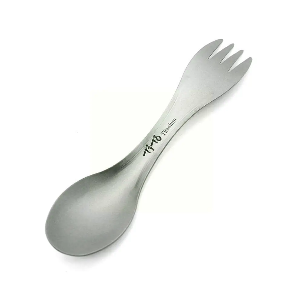 Outdoor Camping 2 In 1 Hiking Diet Tools Picnic Barbecue Alloy Too Titanium Fork Alloy Spoon Spoon Fork J6O3