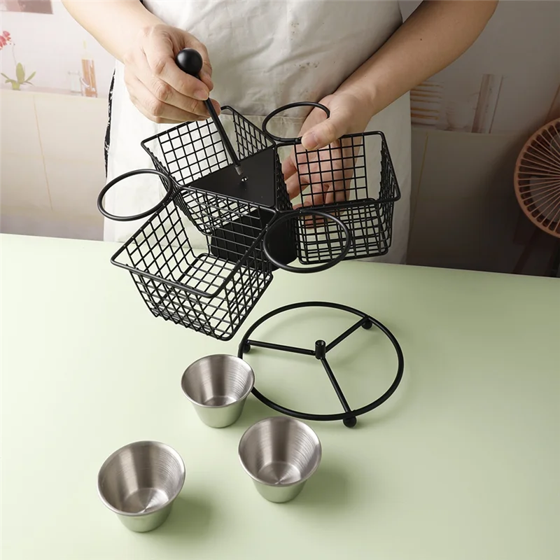 

【Flash-Deal!】Rotary Multiuse Food Display Fried Chicken Basket French Fries Basket For Home Living Room For Party Camping Picnic