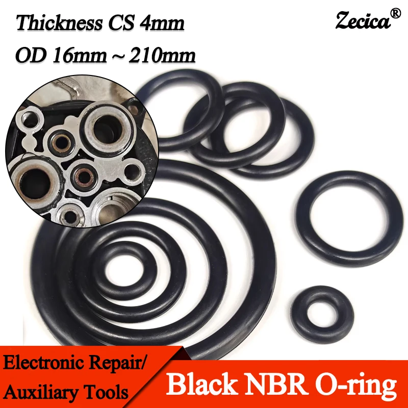 

Black CS 4.0mm OD 16~210mm Gaskets NBR O-ring Nitrile Butadiene Rubber Oil High Temperature Resistant O Ring Sealing Gasket