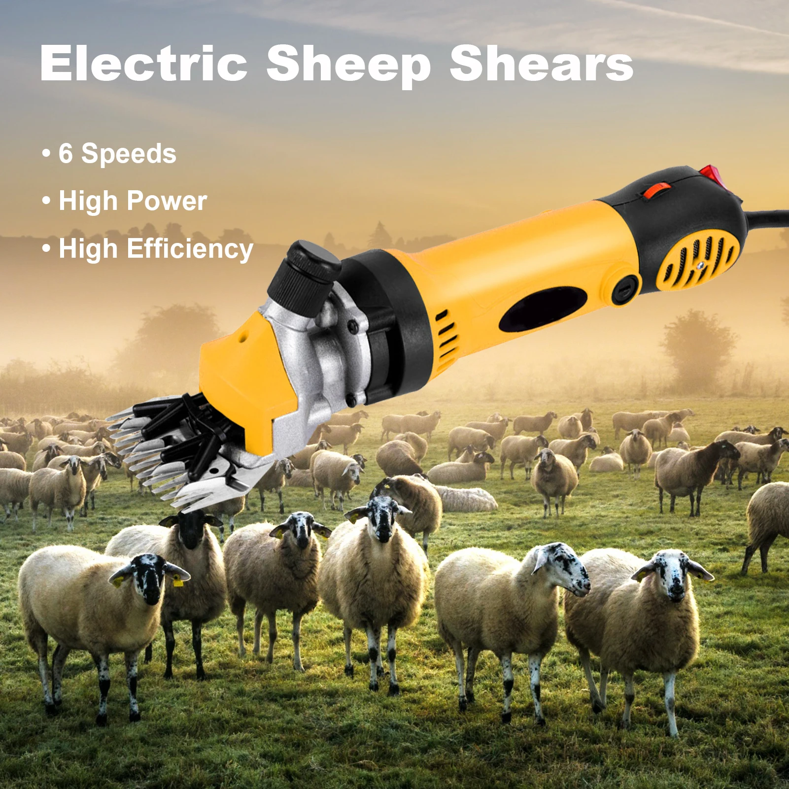 900W Electric Sheep Goat Shearing Machine 6 Gears Adjustable Speed Electric Wool Scissor Trimmer Tool for Sheep Goats