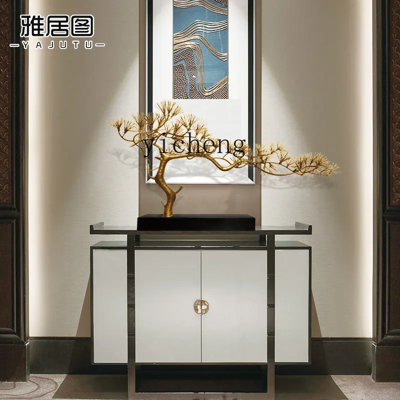 L7-10  new Chinese hotel lobby welcome pine wrought iron ornament desktop simulation metal pine ornament handicraft